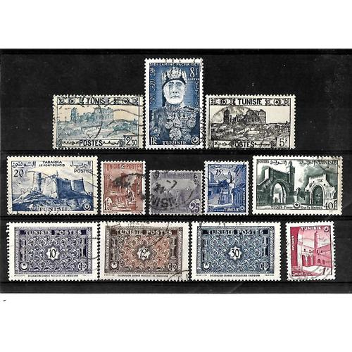 Tunisie-Protectorat Français- Lot De 12 Timbres Oblitérés-Très Bon Etat