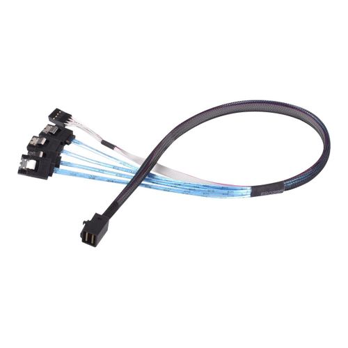 SilverStone CPS05 - Câble SATA / SAS - avec bandes latérales - SAS 12Gbit/s - 4 voies - Disque dur SAS Mini 4x (SFF-8643) (M) pour SATA, bande latérale (M) - 50 cm - noir