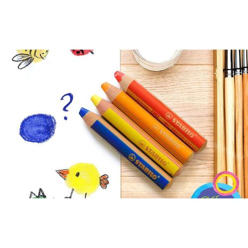 Stabilo Schoolbox 38 Crayons Multi-Talents Woody 3 En1 + 3 Taille-Crayons