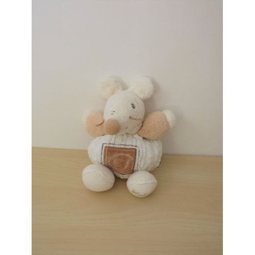 Doudou Souris Blanche Marron Feuille Kaloo