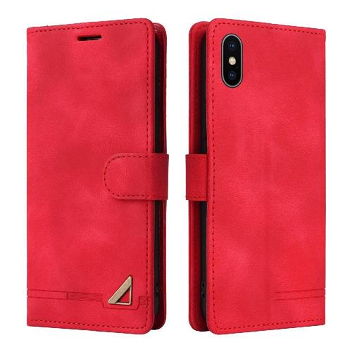 Flip Étui Pour Iphone Xr Simple Entreprise Étui En Cuir Couverture Rabotant Portefeuille Antichoc - Rouge