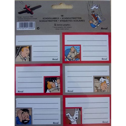 18 Étiquettes Scolaire Tintin Hergé