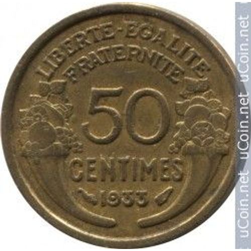 France = Pièce De 50 Centimes Morlon De 1933, Variété 9 Ouvert