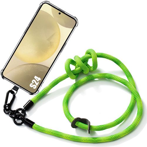 Coque Lanière Pour Samsung Galaxy S24 - Antichoc Protection Renforcée Avec Lanière Robuste Vert - E.F.Connection