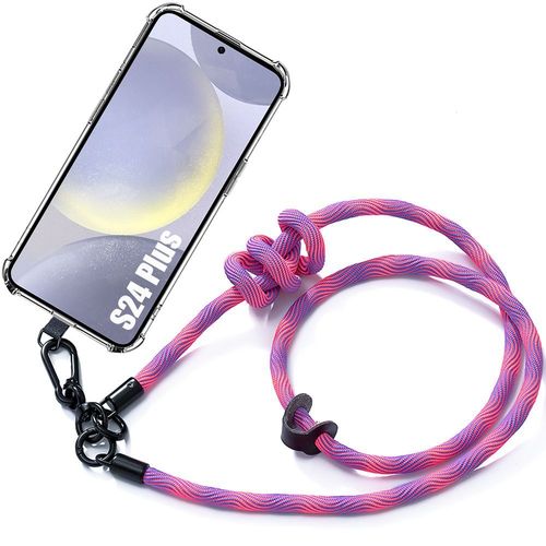 Coque Bandoulière Pour Samsung Galaxy S24 Plus (Galaxy S24+) - Protection Souple Avec Bandoulière Robuste Rose - E.F.Connection