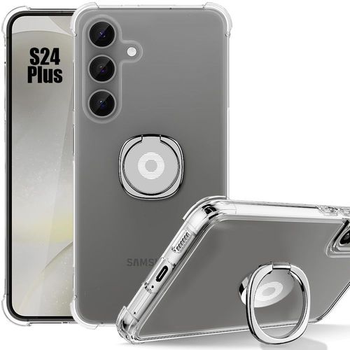 Coque Pour Samsung Galaxy S24 Plus / S24+, Silicone Antichoc Transparent Slim Coins Renforcés Avec Support Argenté - E.F.Connection