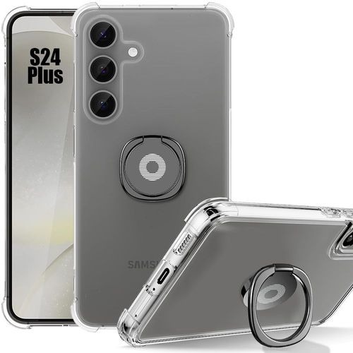 Coque Silicone Pour Samsung Galaxy S24 Plus / S24+, Antichoc Transparent Avec Support Bague Noir - E.F.Connection
