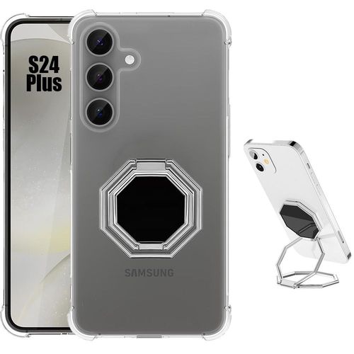 Coque Silicone Pour Samsung Galaxy S24 Plus / S24+, Antichoc Transparent Avec Support Réglable Argenté - E.F.Connection