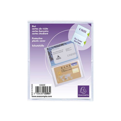 Exacompta Pochette De Protection Carte De Visite 4 Faces - 64 X 110 Mm