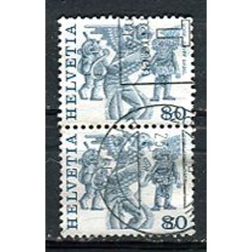 Lot De 2 Timbres Oblitérés - " Vogel Gryff, Basel " - 1977 - Suisse