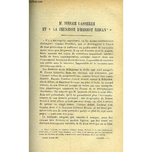 Etudes Tome 184 N° 16 - M. Pierre Lasserre Et La Jeunesse D Ernest Renan Par Léonce De Grandmaison, Saint Jean De La Croix A Propos De La Thèse De M. Jean Baruzi Par Lucien Roure, Le Monde Paien Et La(...)