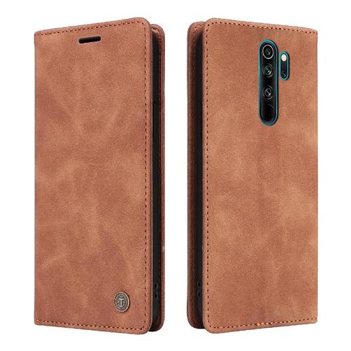 Tongez Étui Pour Xiaomi Redmi Note 8 Pro Antichoc Couverture Rabotant Portefeuille Étui En Cuir Simple Entreprise - Orange