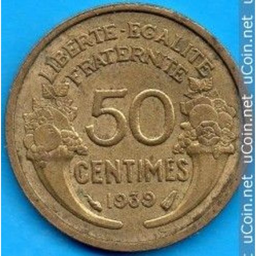 France = Pièce De 50 Centimes, Type Morlon, En Bronze Alu , Année 1939