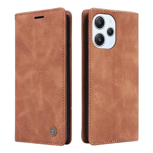 Flip Étui Pour Xiaomi Redmi 12 Portefeuille Étui En Cuir Simple Entreprise Antichoc Couverture Rabotant - Couleur Orange
