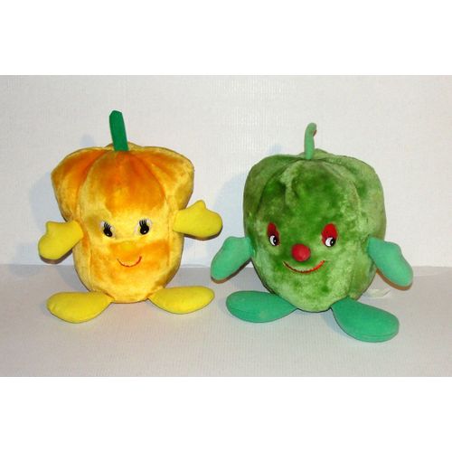 Peluche Poivron Vert Poivron Jaune The Woodland Bear Lot 2 Doudou Legume 22 Cm