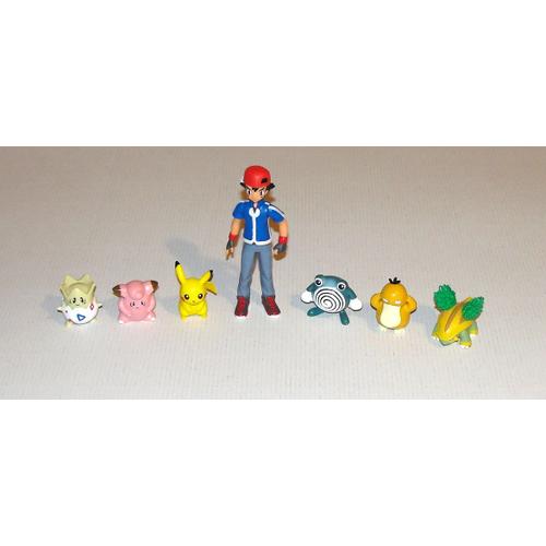 Figurine Pokemon Sacha Articulé avec casquette + Lot De Pokemon tomy  nintendo De 3 A 5 Cm