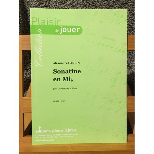 Alexandre Carlin Sonatine Mi Bémol Clarinette Piano Partition Éd. Pierre Lafitan