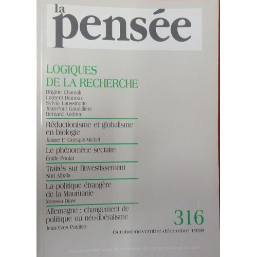 La Pensée 316 Logiques De Recherche