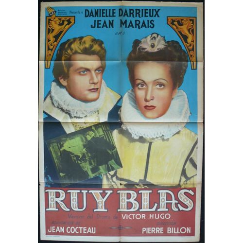 Ruy Blas * Pierre Billon - Film 1948 - Affiche De Cinema Ancienne Originale Argentine - Movie Poster 74x110 Cm Movie Poster * Jean Marais ; Danielle Darrieux ; Marcel Herrand - Adaptation Jean Cocteau