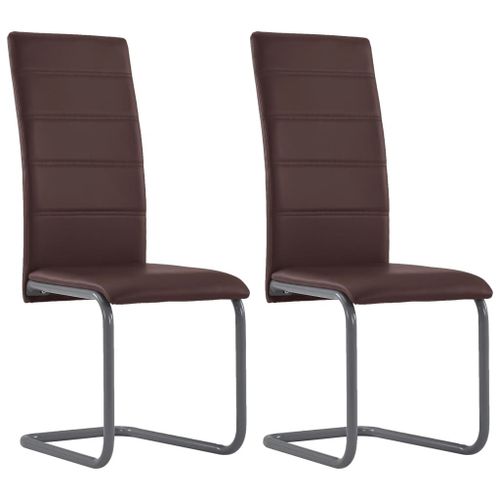 Vidaxl Chaises De Salle À Manger Cantilever 2 Pcs Marron Similicuir