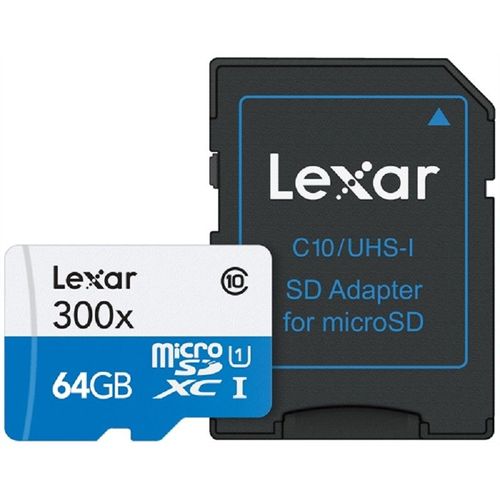 lexar 64gb 300x high perf microsdhc w/adapt