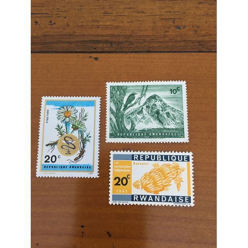 3 Timbres Neufs Sur La Faune Rwandaise 1963_1968