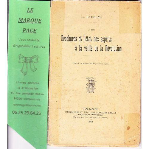 Les Brochures Et L'etat Des Esprits A La Veille De La Revolution
