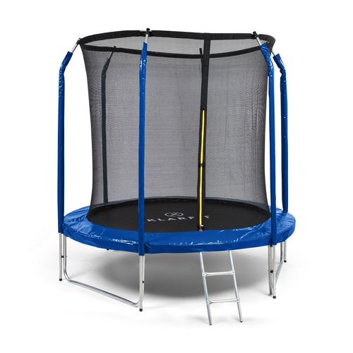 Klarfit Jumpstarter Trampoline De Jardin Ø 2,5m - Filet De Sécurité - Echelle - Surface De Saut 1,95 M - Charge 120kg Max. - Acier - Bleu