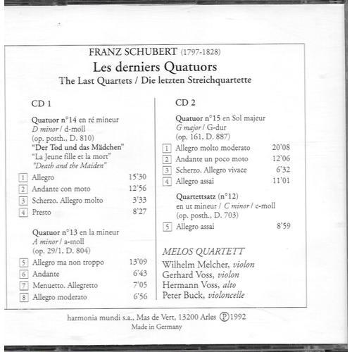 Franz Schubert - Les Derniers Quatuors