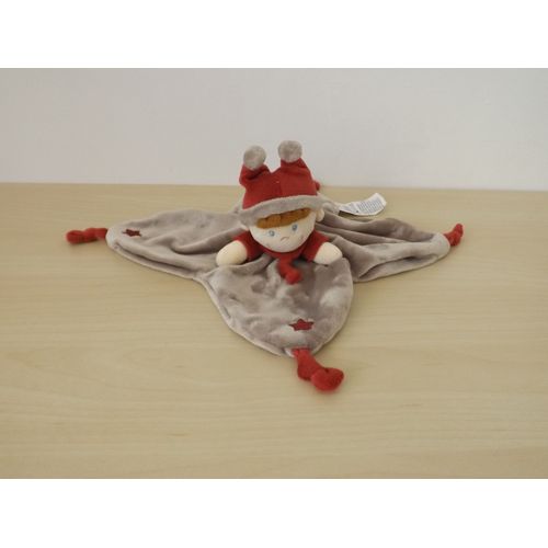 Doudou Garçon Lutin Beige Gris Bordeau Étoiles Nicotoy