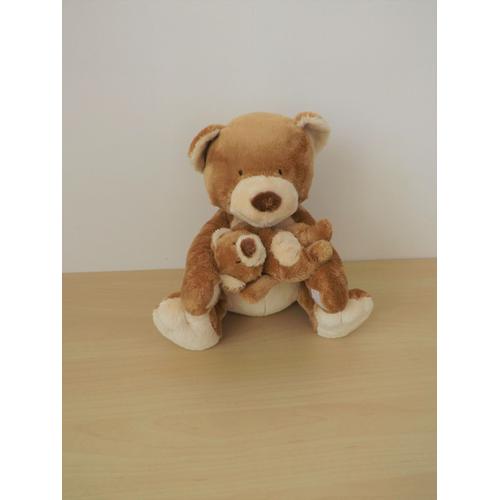 Peluche Grand Ours Et Son Bébé Marron Beige Nicotoy