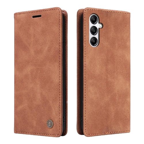 Flip Étui Pour Samsung Galaxy A25 5g Antichoc Couverture Rabotant Simple Entreprise Étui En Cuir Portefeuille - Couleur Orange