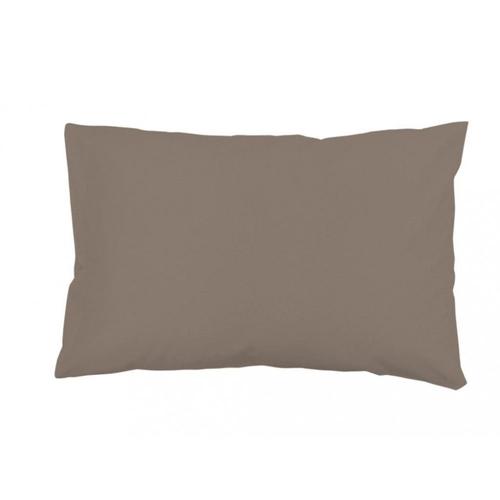 Taie D'oreiller Rectangle Us 50x75 Cm En Coton Uni 57 Fils Soleil D'ocre Taupe