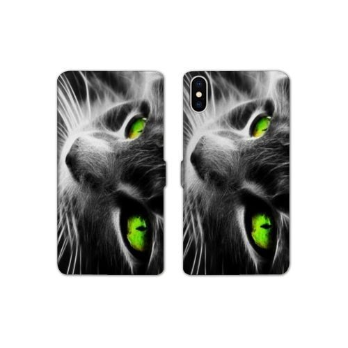 Housse Cuir Portefeuille Pour Samsung Galaxy A10 Chat Vert