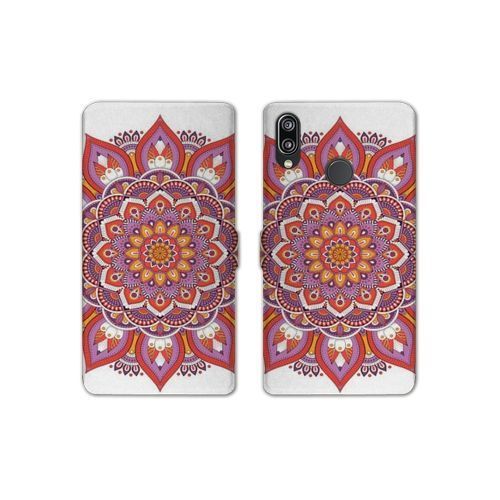 Housse Cuir Portefeuille Pour Samsung Galaxy A20e Etnic Abstrait Rosas Orange