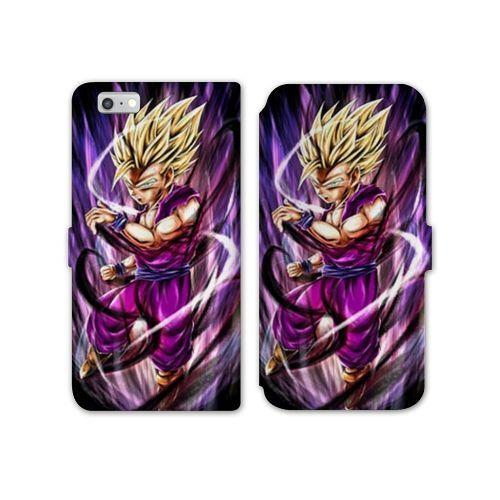 Housse Cuir Portefeuille Pour Iphone 7 / 8 / Se (2020 / 2022) Manga Dragon Ball Sangohan Violet