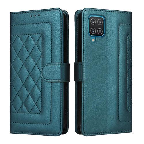 Flip Étui Pour Samsung Galaxy A12/M12 Étui En Cuir Couverture Rabotant Antichoc Portefeuille Simple Entreprise - Vert Foncé