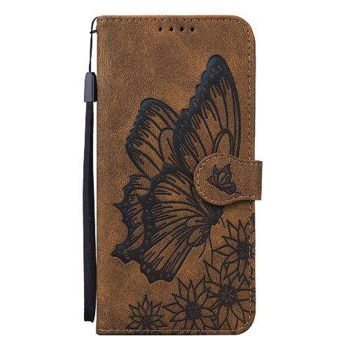 Étui Pour Samsung Galaxy A70 Étui De Téléphone À Bastier Grand Papillon Avec Support De Fente Pour Carte Bicelle De Protection Portefeuille En Cuir - Le Brun