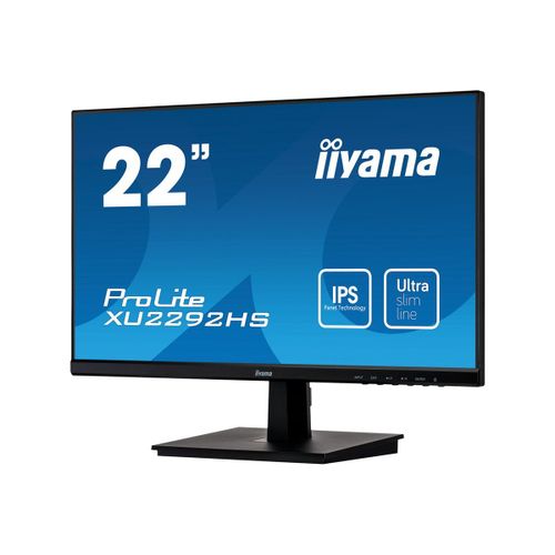 iiyama ProLite XU2292HS-B1 - Écran LED - 22" (21.5" visualisable) - 1920 x 1080 Full HD (1080p) @ 75 Hz - IPS - 250 cd/m² - 1000:1 - 4 ms - HDMI, VGA, DisplayPort - haut-parleurs - noir mat
