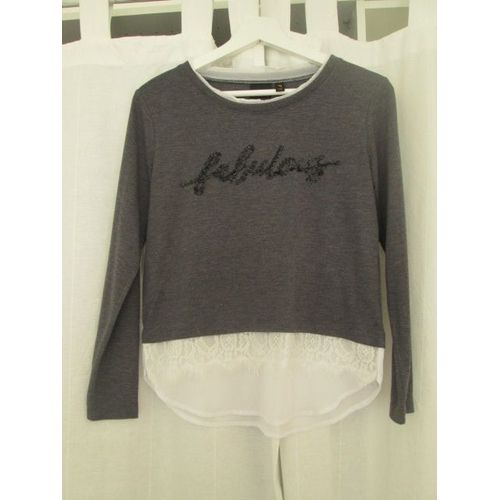 Tunique Grise Et Blanche Beckaro Taille 14 Ans (S)