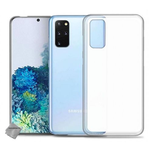 Housse Etui Coque Pochette Silicone Gel Fine Pour Samsung Galaxy S20 Plus + Verre Trempe - Blanc Transparent