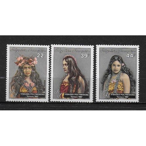 Polynesie Francaise 1985 : Visages Polynésiens (Époque 1900) : Femmes Vues De Face Et De Profil - Série Entière De 3 Timbres À 105 F. Neufs **
