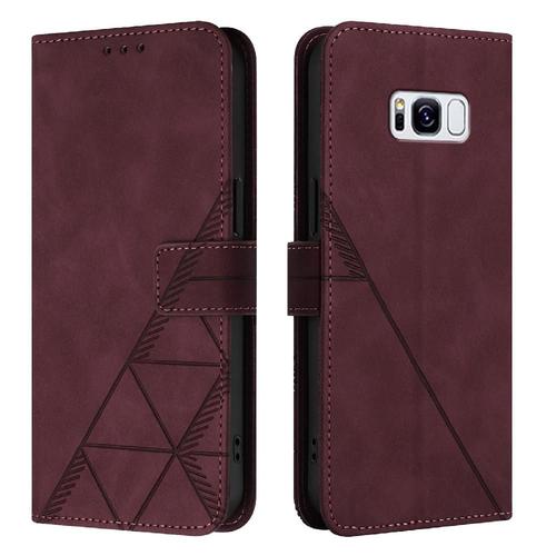 Étui Pour Samsung Galaxy S8 Plus Livre De Protection Flip Folio Cuir Pu Portefeuille Couverture Titulaire De La Carte De Crédit - Rouge