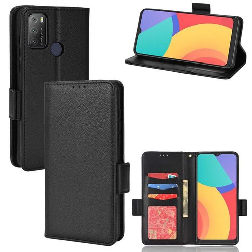 Étui Pour Alcatel 1s 2021 Portefeuille Boucle Latérale Cuir Pu Magnétique Titulaire De Fentes Pour Cartes - Noir