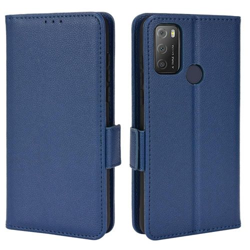 Étui Pour Alcatel 1s 2021 Portefeuille Boucle Latérale Cuir Pu Magnétique Titulaire De Fentes Pour Cartes - Bleu
