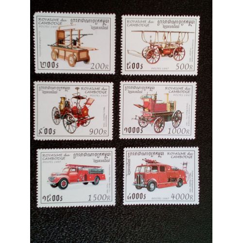 Timbre Cambodge Yt 1403 A 1408 Séries: Camions De Pompiers 1997 ( 080404 1 )