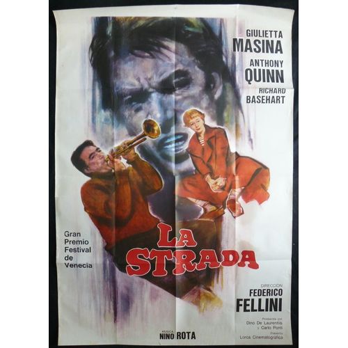 La Strada * Federico Fellini - Film De 1954 - Affiche De Cin?ma Ancienne Argentine - 74x108 Cm * 1 Sheet Movie Poster (29 X 43 Inches) Argentina * Giulietta Masina ; Anthony Quinn ; Richard Basehart