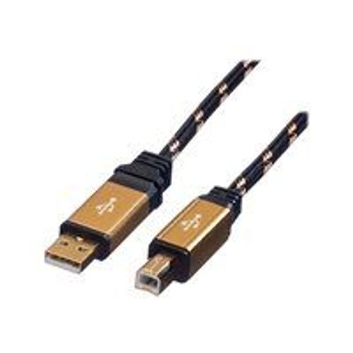 Roline Gold - Câble USB - USB (M) pour USB type B (M) - USB 2.0 - 1.8 m - noir, or