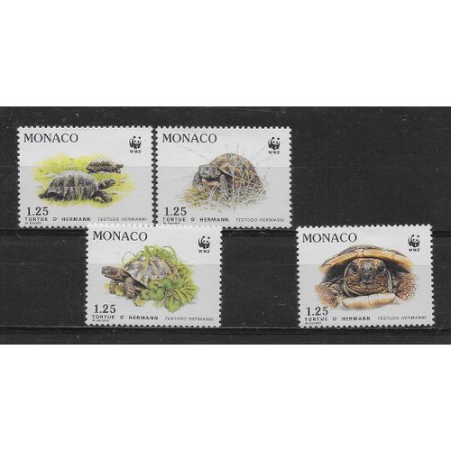 Monaco 1991 : Protection De La Nature : Espèces Protégées : La Tortue : Vues Diverses De L'animal - Série Entière De 4 Timbres Neufs **