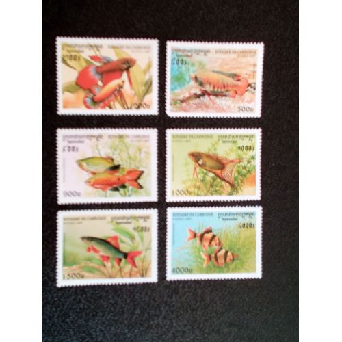 Timbre Cambodge Yt 1468 A 1473 Séries: Des Poissons 1997 ( 080404 1 )